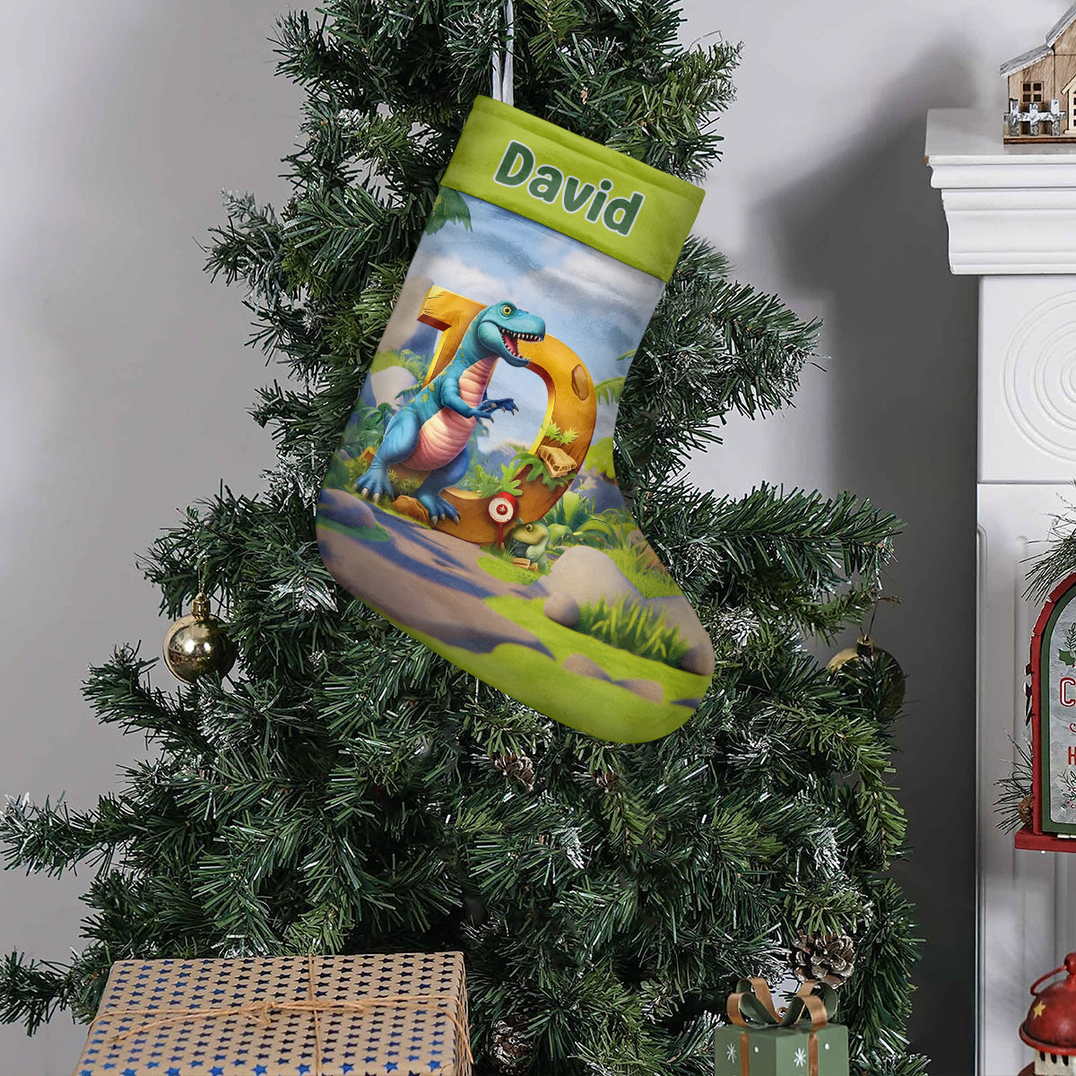 Dinosaur Alphabet - Personalized Kid Christmas Stockings