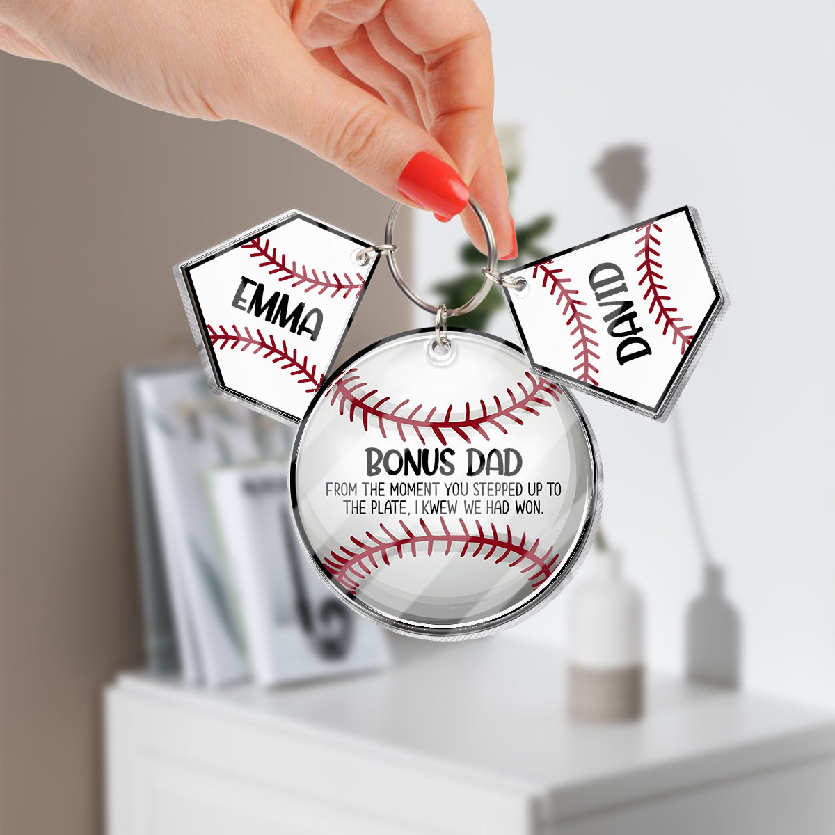 Bonus Dad - Personalized Father Keychain with Charms