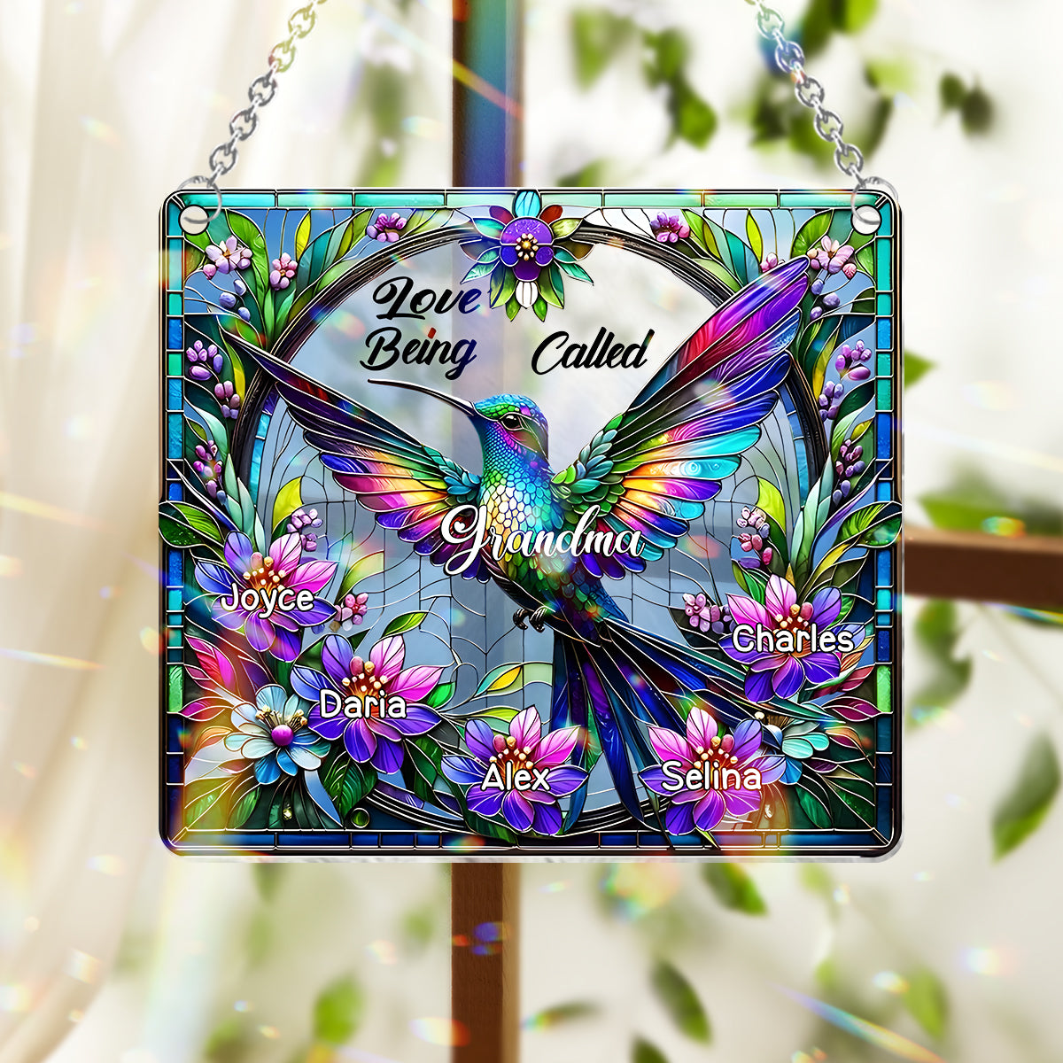 J'adore être appelée Mamie Colibri - Attrape-soleil personnalisé à suspendre à la fenêtre « Mamie » 