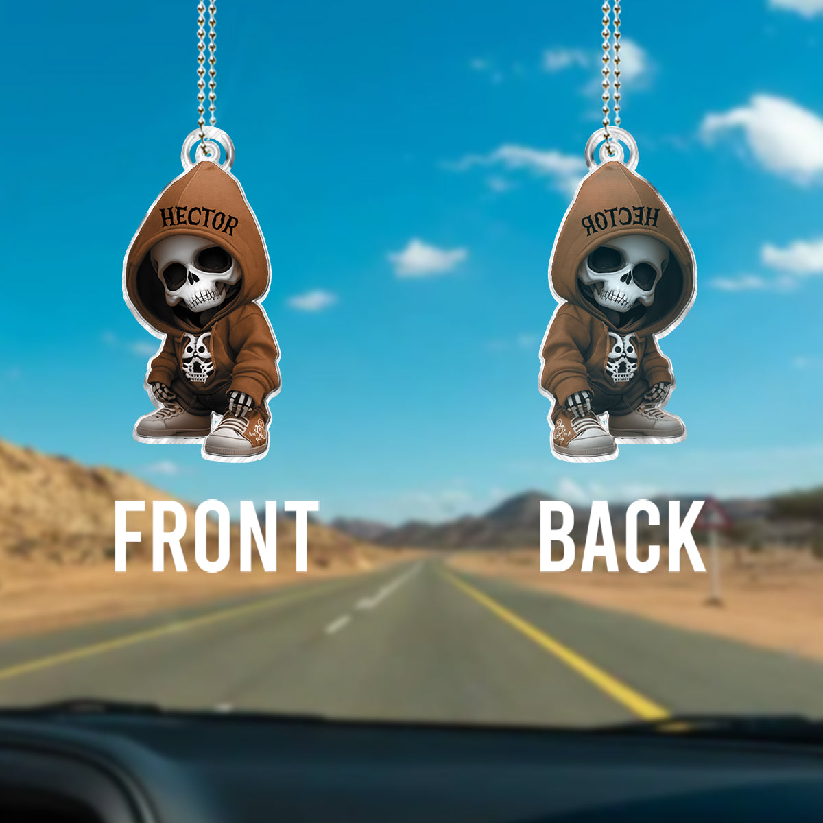 Stylish Skeleton - Personalized Skull Custom Shaped Car Ornament