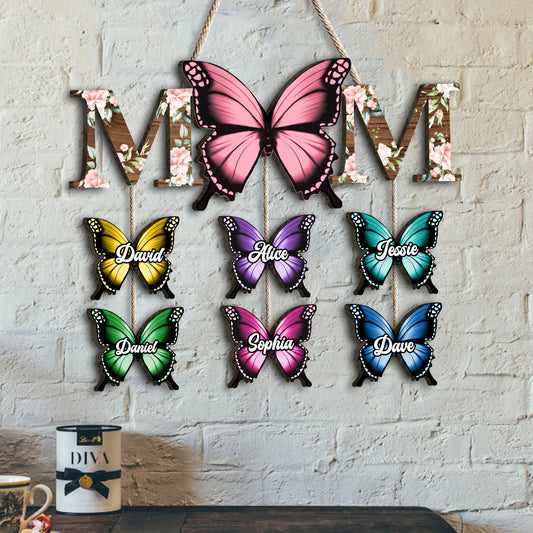 Mother And Children Butterfly - Personalized Mother Pallet Wood Sign
