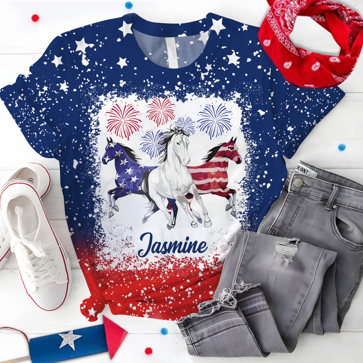 Horse Independence Day Pattern - Personalized Horse All Over Shirt