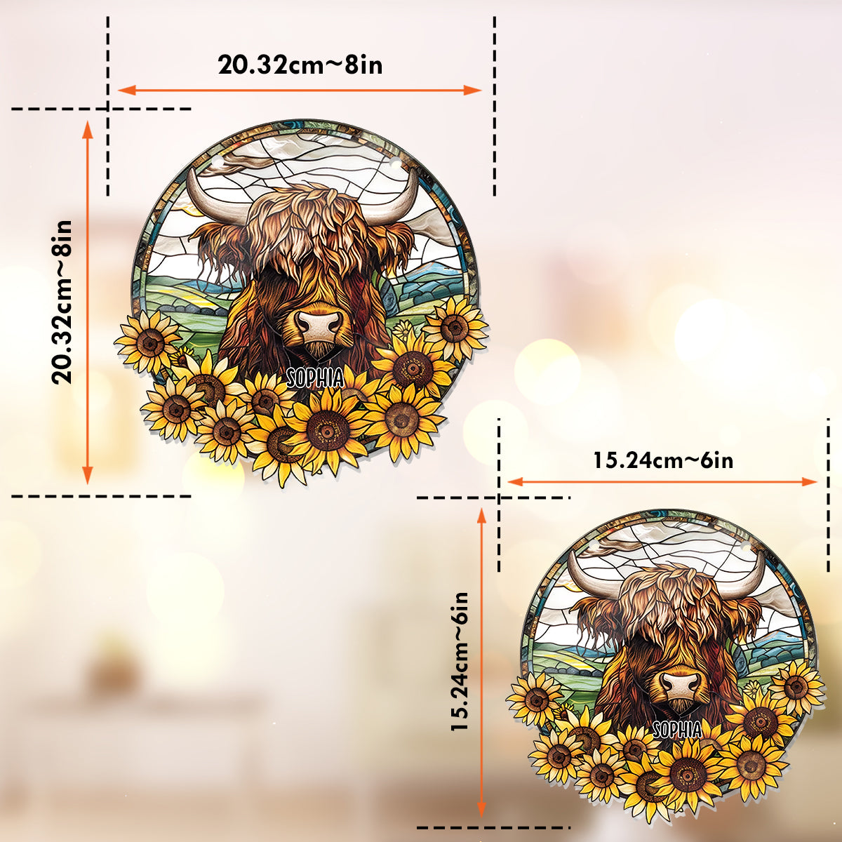 Babykuh-Sonnenblume – Personalisierter Fensterhänger-Sonnenfänger