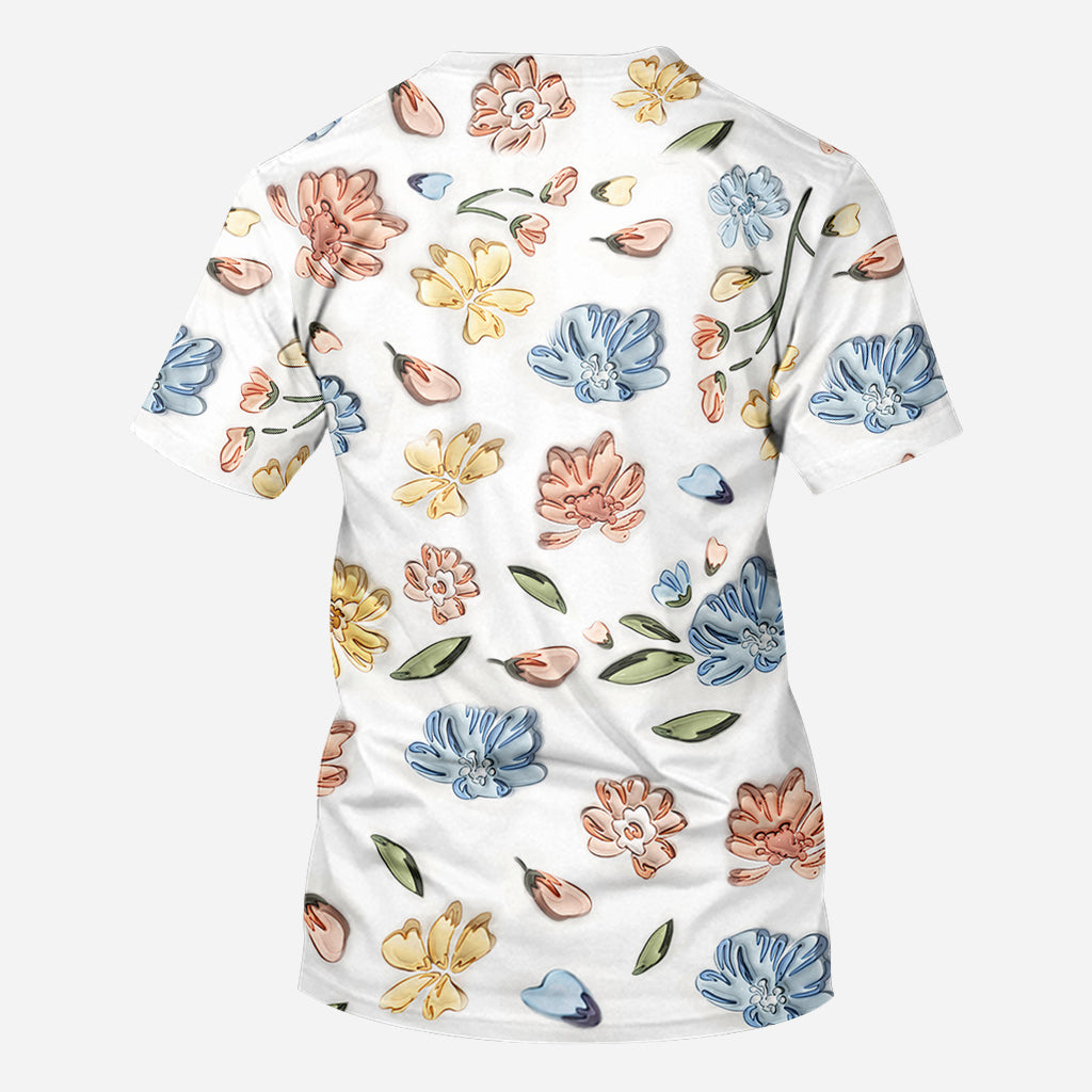 Mom's Love Hands Holding Pastel Floral - Personalized Mother All Over Shirt