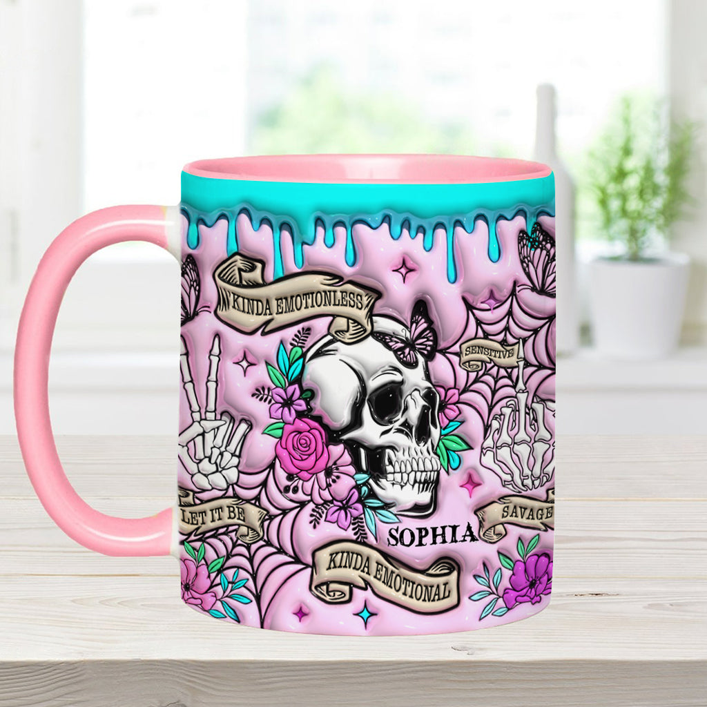 Kinda Emotional - Personalized Skull Accent Mug
