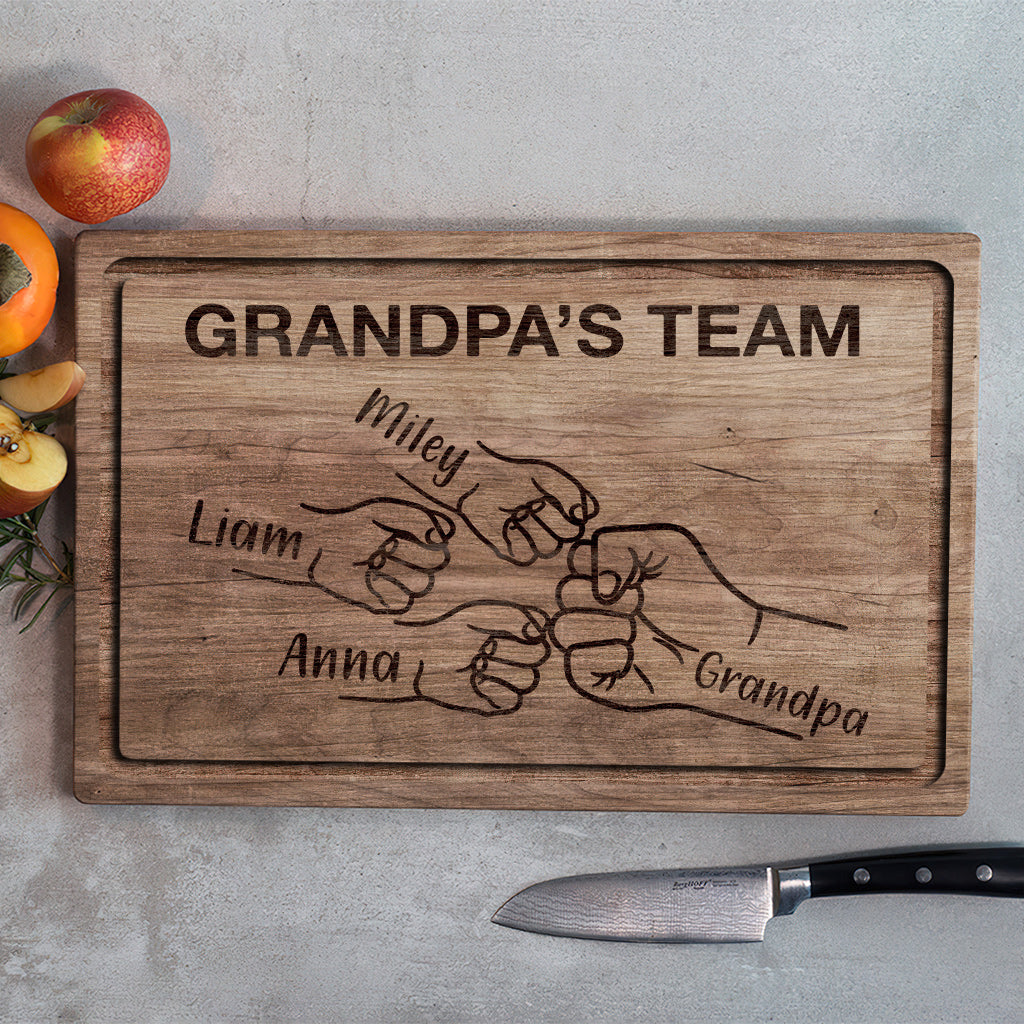Grandpa's Grilling Team - Personalized Grandpa Cutting Board