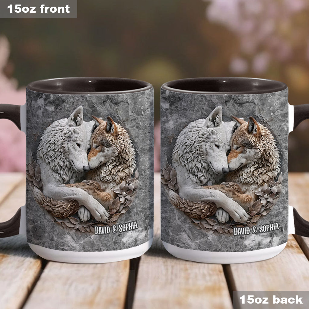 Wolfspaar – Personalisierte Tasse mit Wolfsmotiv