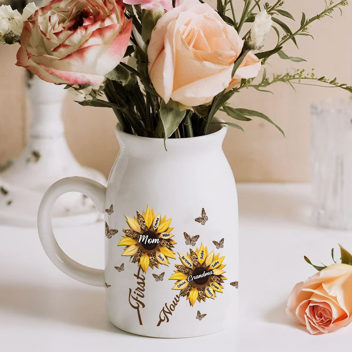 First Mom Now Grandma - Personalized Grandma Ceramic Flower Vase