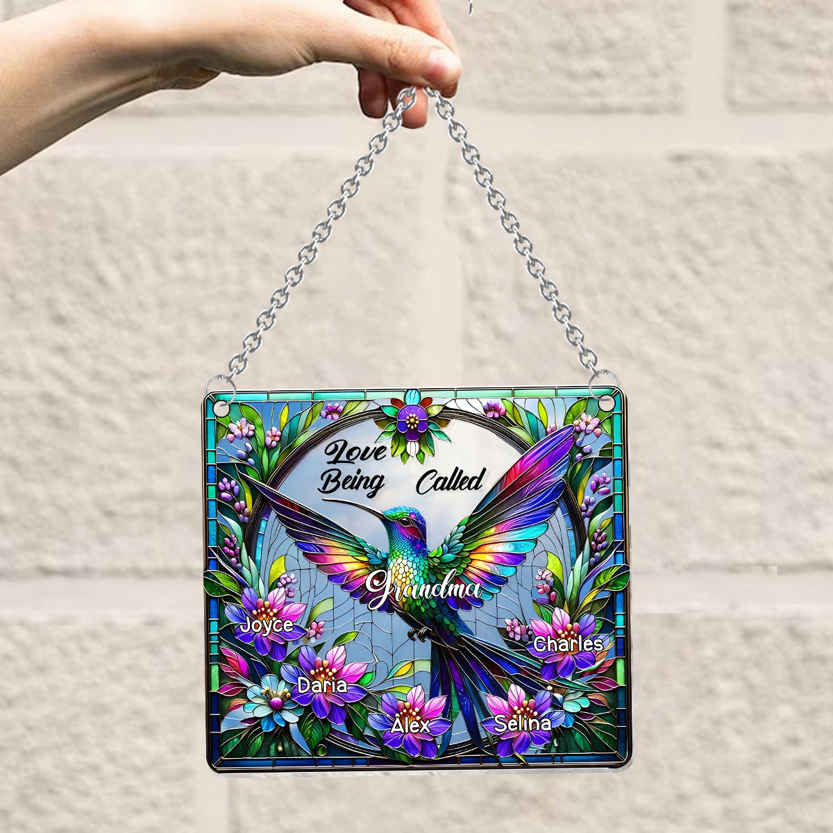J'adore être appelée Mamie Colibri - Attrape-soleil personnalisé à suspendre à la fenêtre « Mamie » 