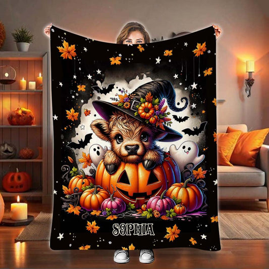 Spooky Little Baby Cow - Personalized Blanket