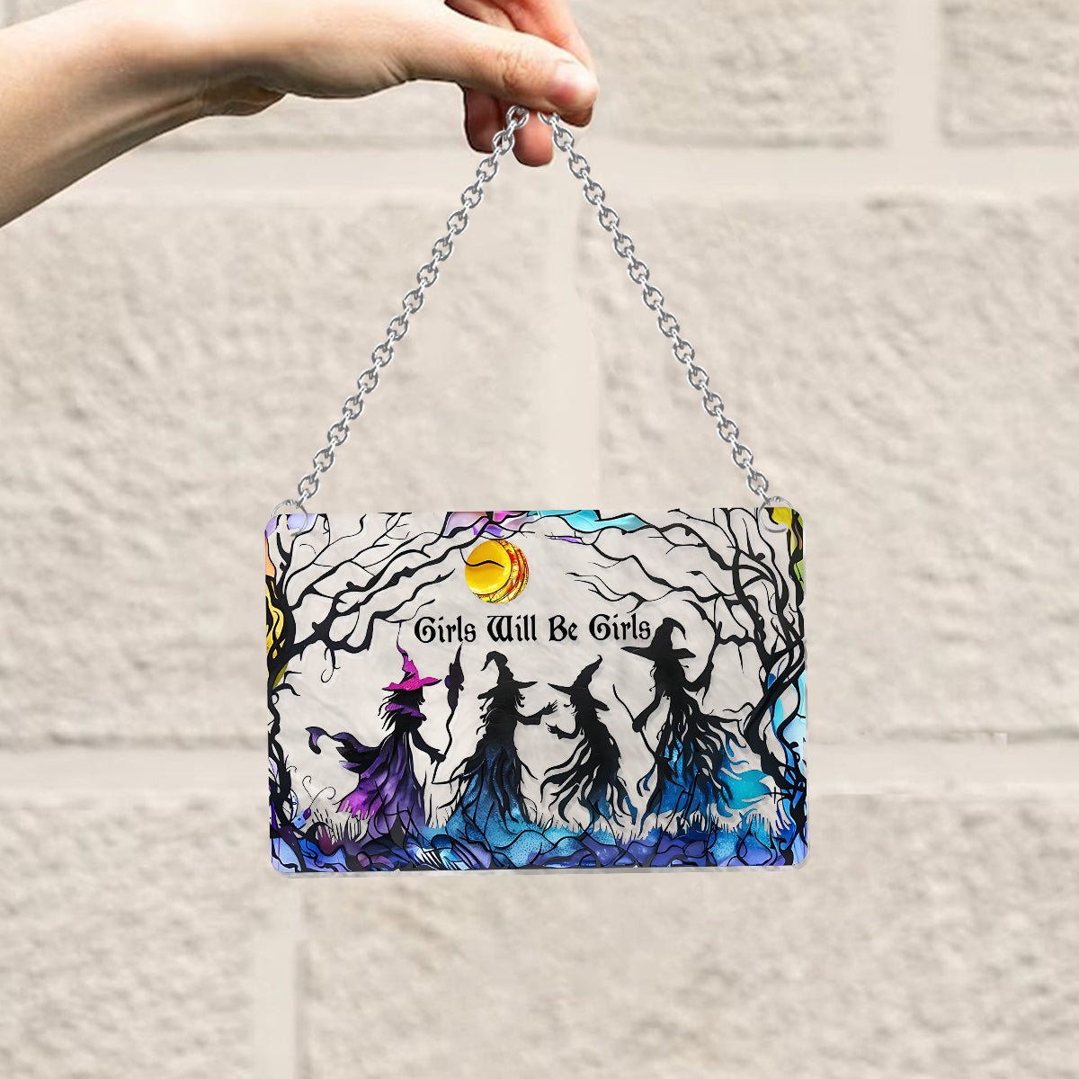 Girls Will Be Girls - Personalized Witch Window Hanging Suncatcher Ornament