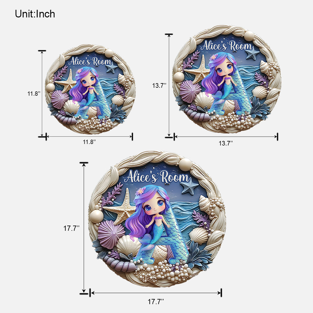 Beautiful Mermaid - Personalized Kid Custom Shaped Wood Sign