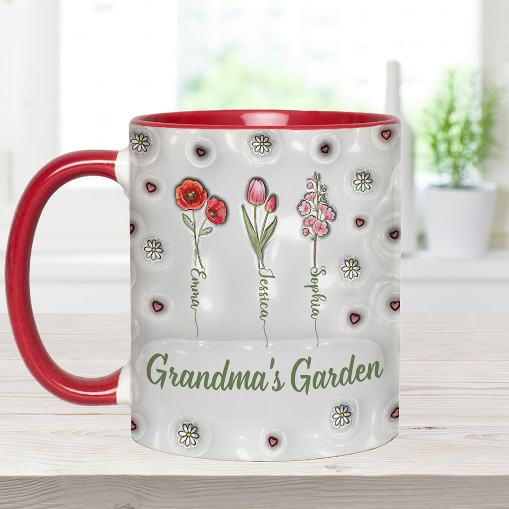 Birth Month Flowers Grandma's Garden - Personalized Grandma Accent Mug