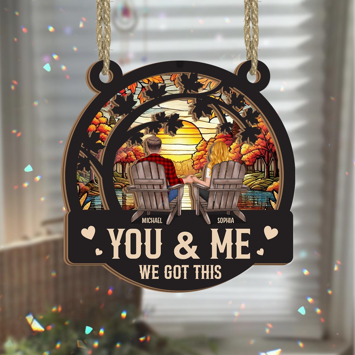 We Got This Autumn Fall For You - Personalized Couple 2 Layered Window Hanging Suncatcher