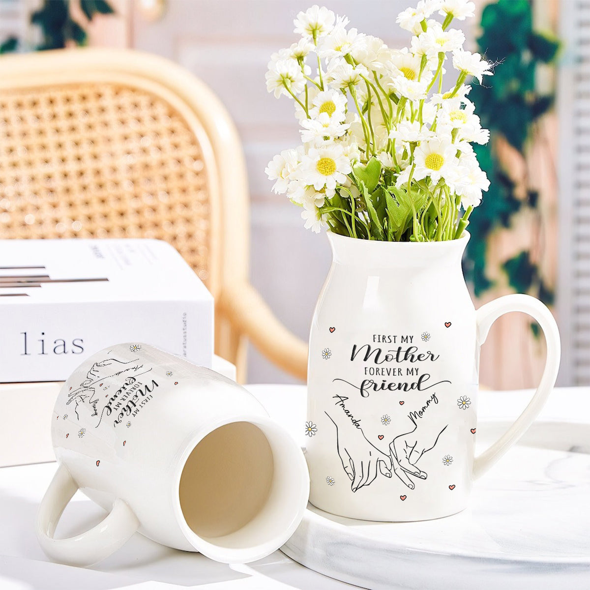 First My Mother Forever My Friend - Personalized Mother Ceramic Flower Vase