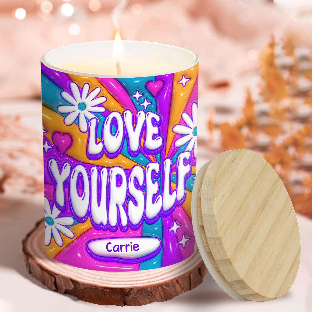Love Yourself - Personalized Candle With Wooden Lid
