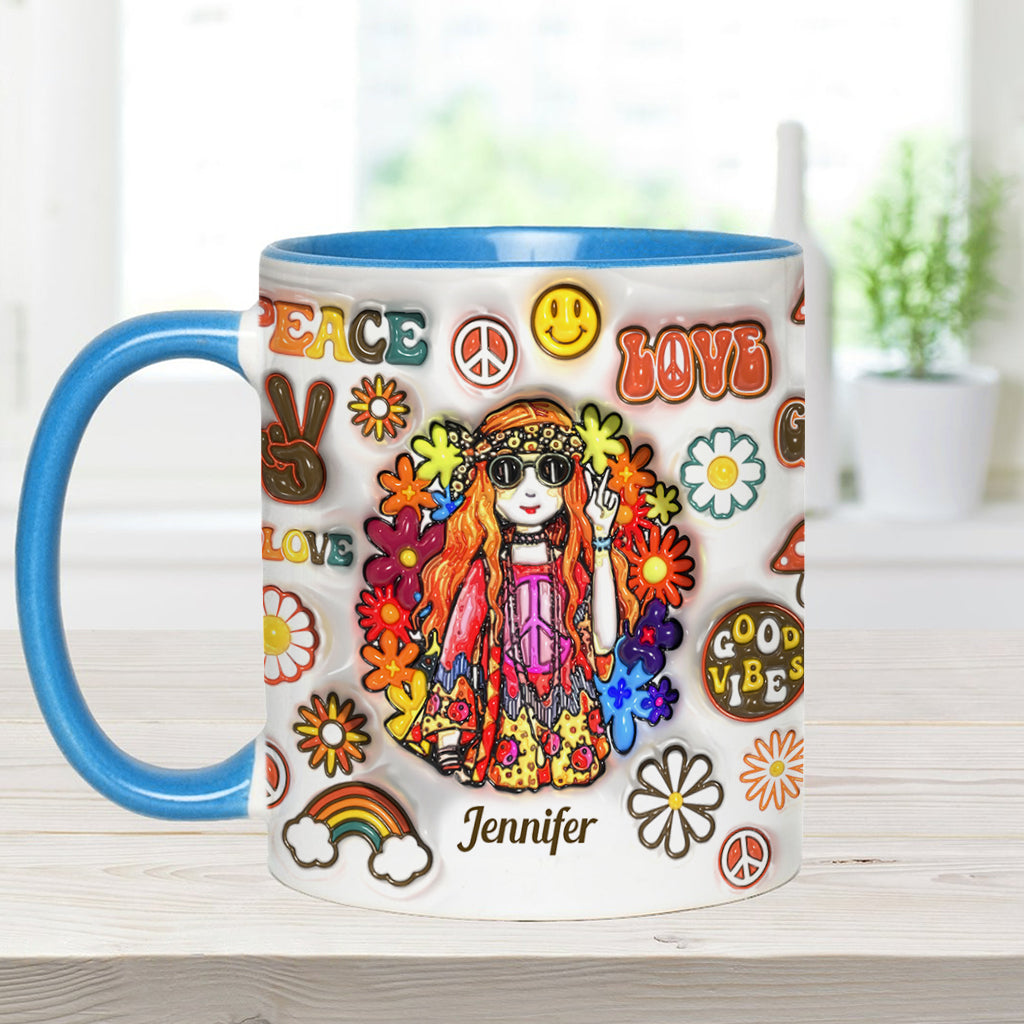 Womens Old Hippies Don't Die Fade Into Crazy Grandmas - Personalized Hippie Accent Mug