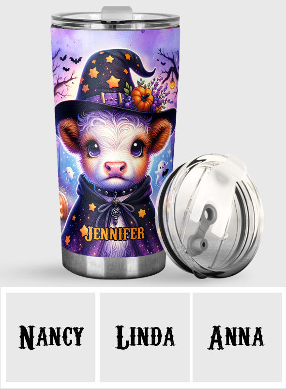 Baby Highland Cow Witch Halloween - Personalized Tumbler