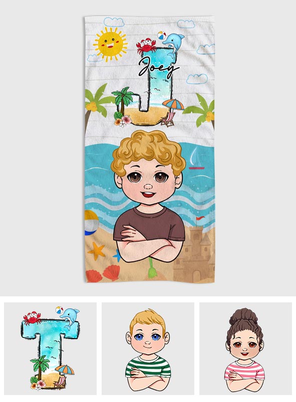 Kid On The Beach - Personalized Kid Beach Towel