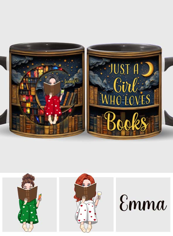 Just A Girl Who Loves Books - Personalized Book Accent Mug