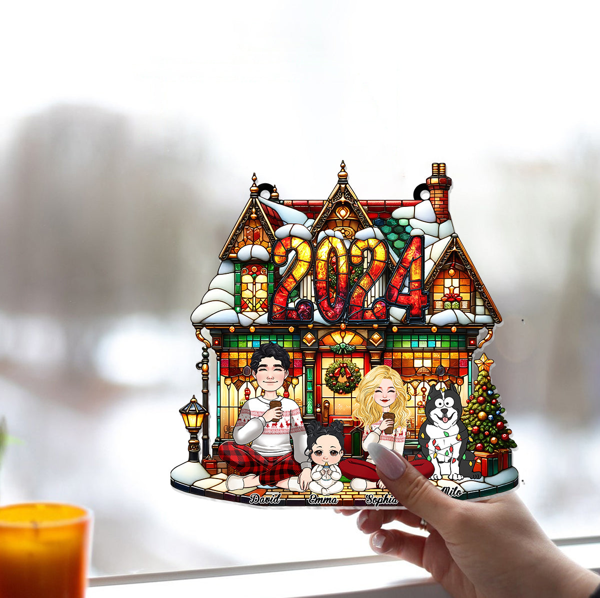 Das sind wir – Personalisierter Familien-Fensterhänger-Sonnenfänger 