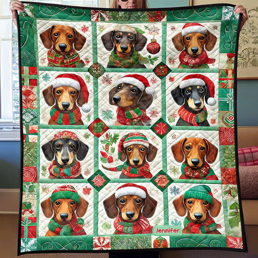 Beautiful Dachshunds Christmas - Personalized Dachshund Quilt