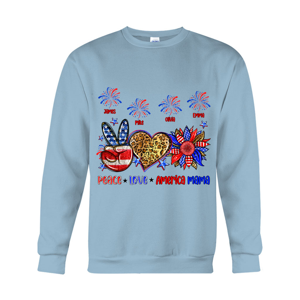 Peace Love American Nana Mama Any Title - Personalized Mother T-shirt And Hoodie