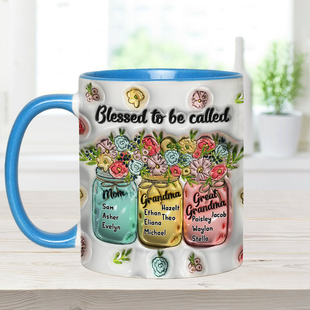 Blessed To Be Called - Personalized Grandma Accent Mug