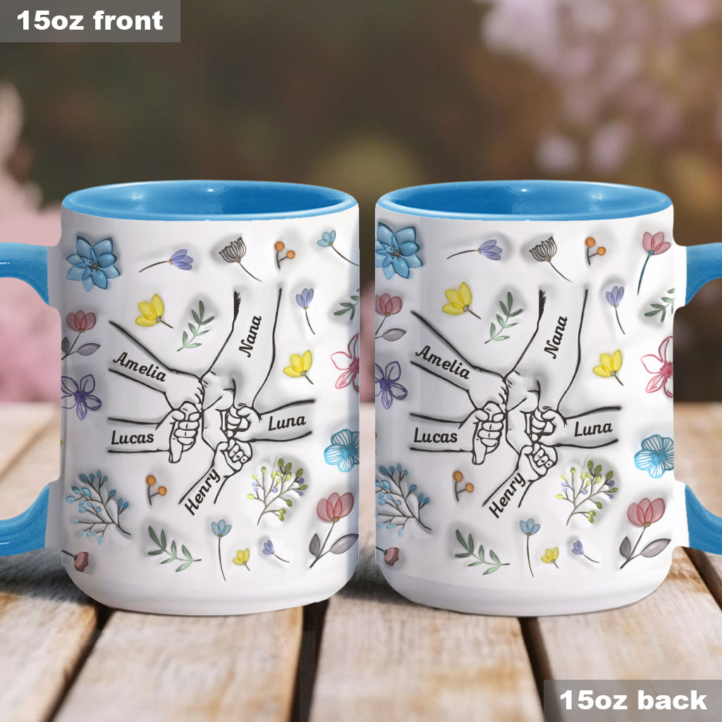 Holding Hands Grandma Mom Nana - Personalized Grandma Accent Mug