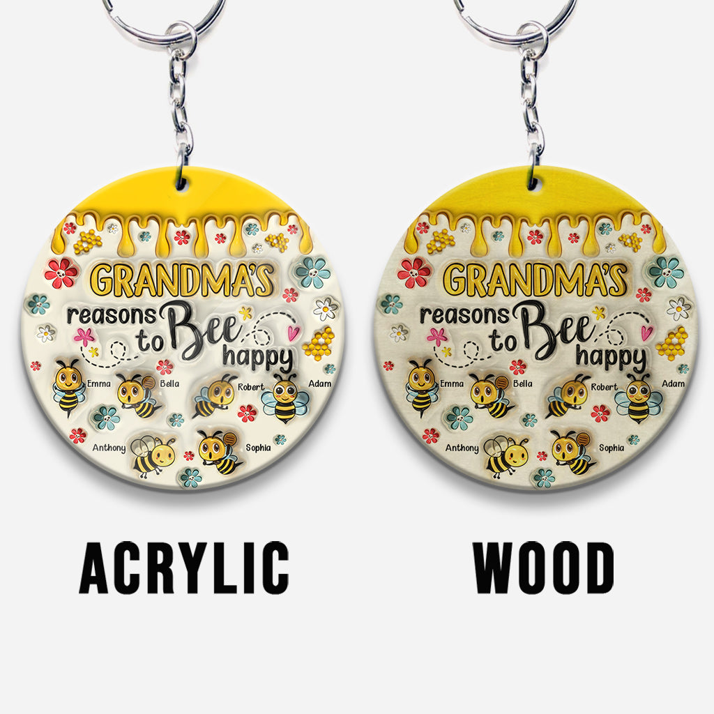 Grandma's Reasons To Bee Happy - Personalized Grandma Keychain