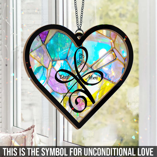 Unconditional Love - Personalized Family 2 Layered Window Hanging Suncatcher