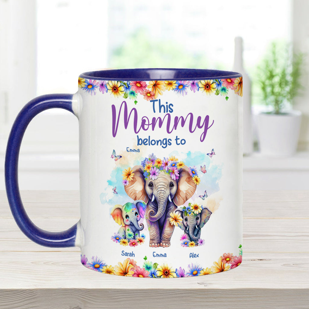 Elephants This Mommy Belongs To - Personalized Mother Accent Mug