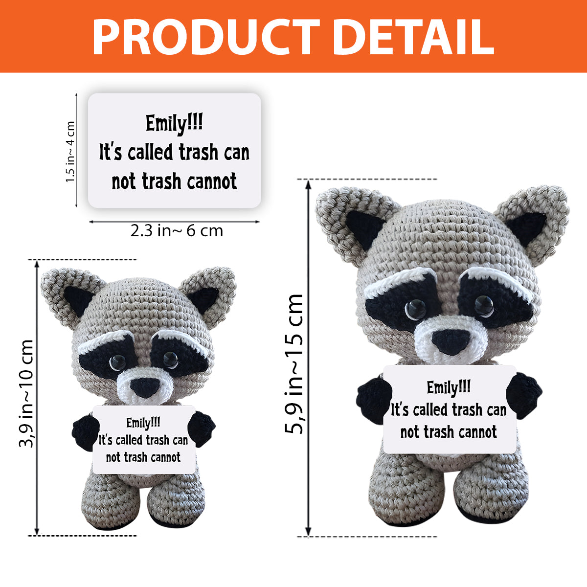 It's Trash Can Not Trash Cannot - Personalized Raccoon Hand Knitted Figurine