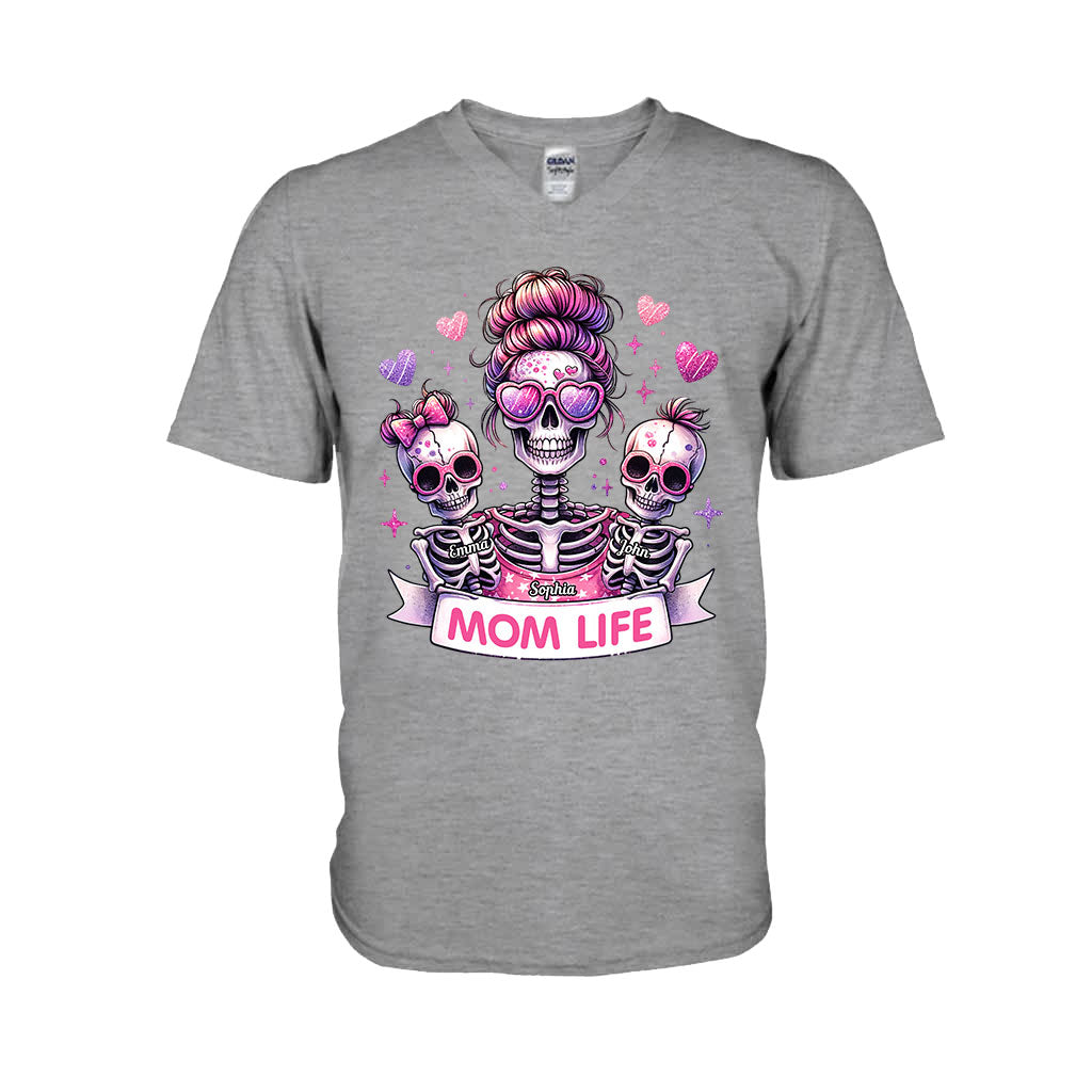 Mama-Leben – Personalisiertes Totenkopf-T-Shirt und Hoodie
