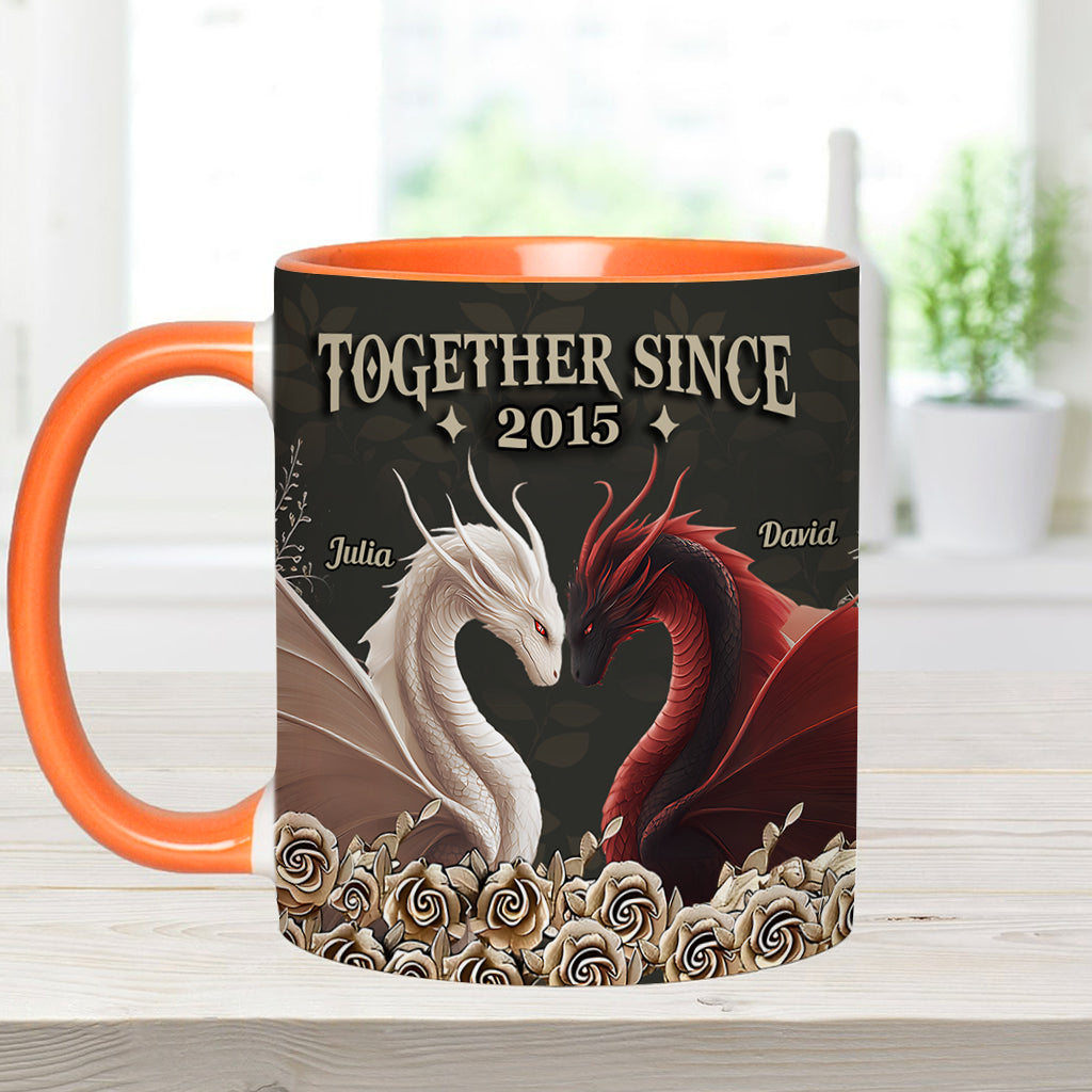 Mug personnalisé « De notre premier baiser » avec motif dragon