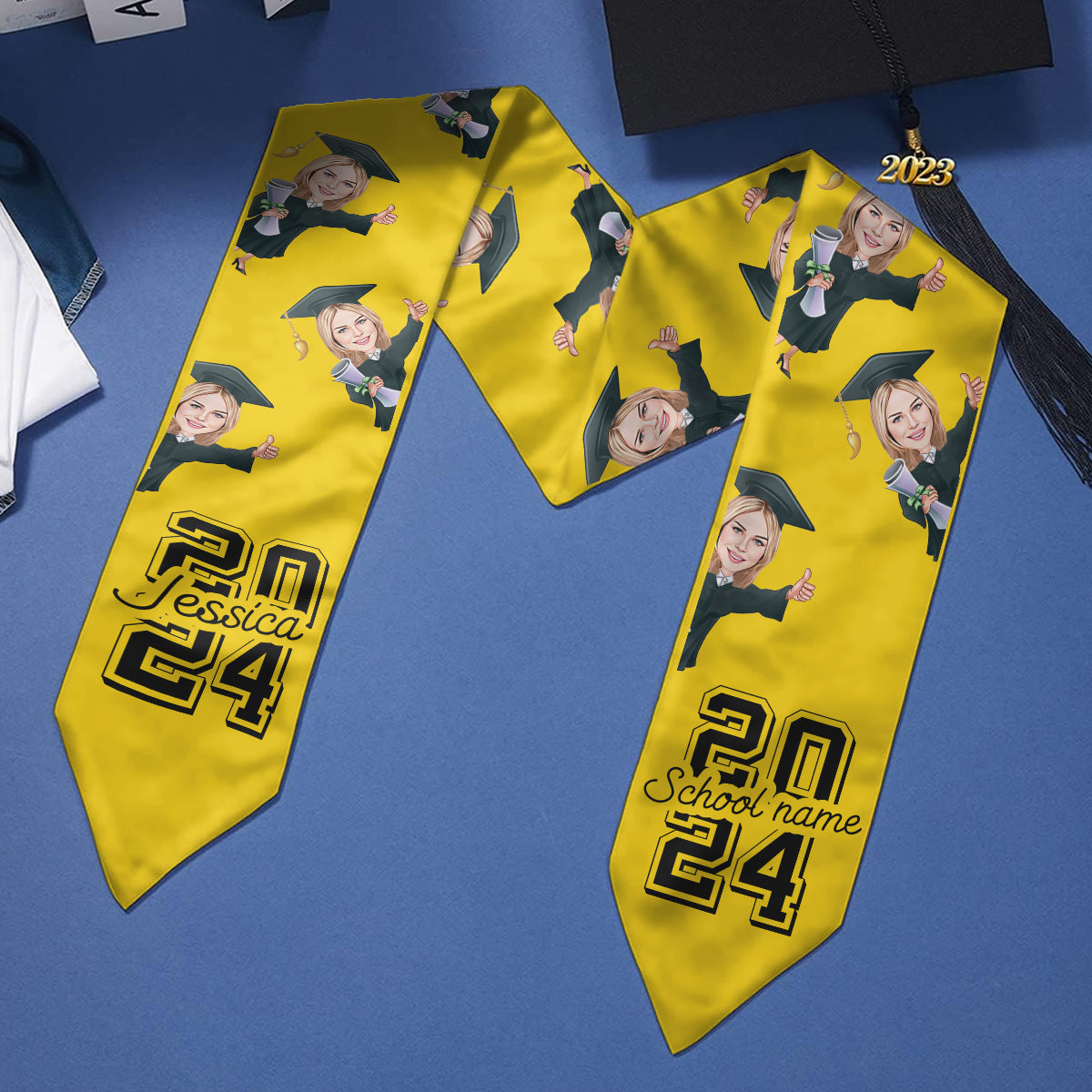 Caricature Funny Character - Personalized Graduation Graduation Stole