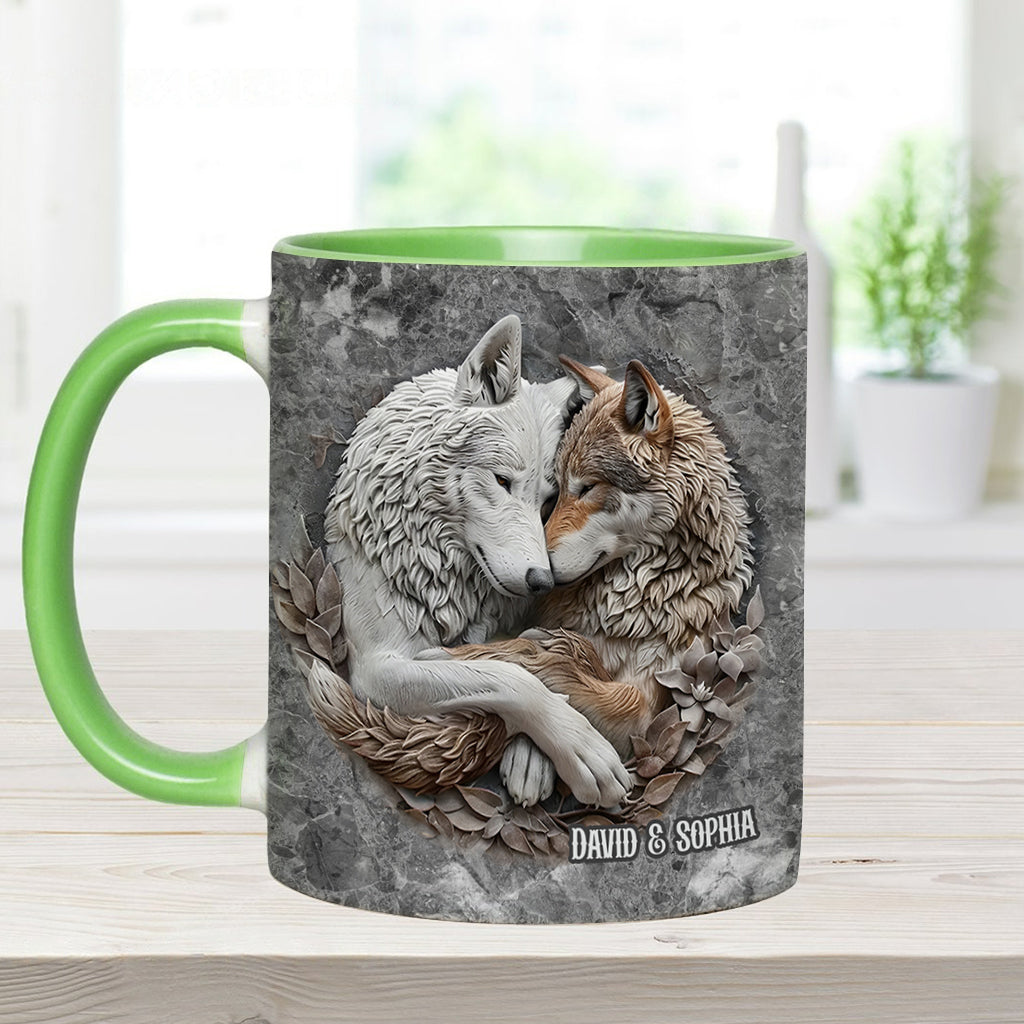 Wolfspaar – Personalisierte Tasse mit Wolfsmotiv