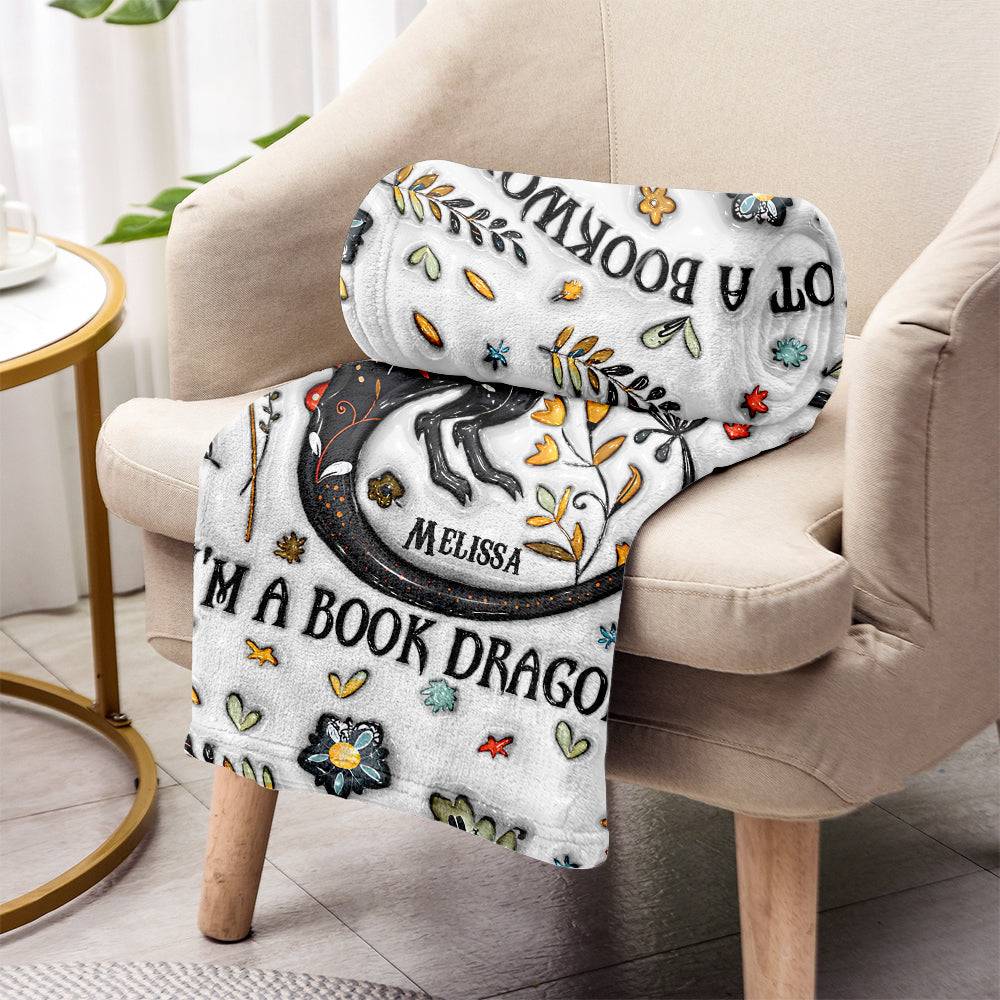 I'm Not A Book Worm I'm A Book Dragon - Personalized Book Blanket