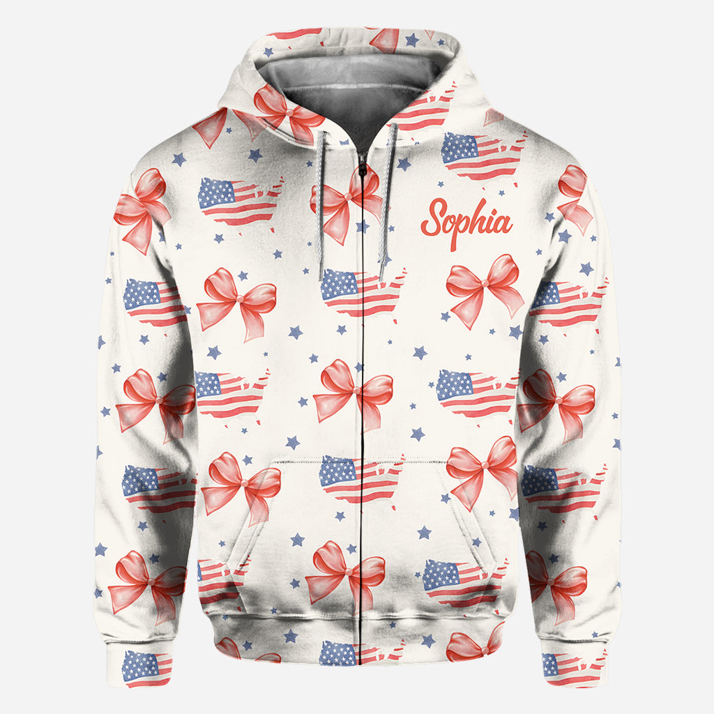 Coquette American Girl - Personalisiertes T-Shirt zum Unabhängigkeitstag/4. Juli