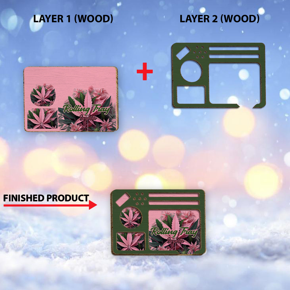 Panneau en bois personnalisé Pink 420 (2 couches)