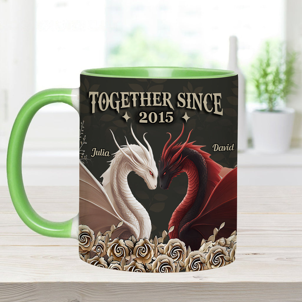 Mug personnalisé « De notre premier baiser » avec motif dragon