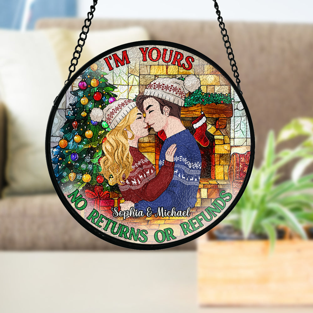 No Returns Or Refunds - Personalized Couple Stained Glass Suncatcher