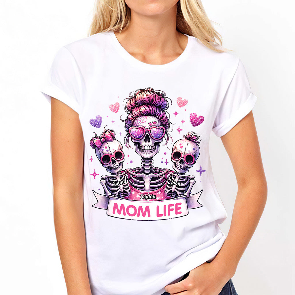 Mama-Leben – Personalisiertes Totenkopf-T-Shirt und Hoodie