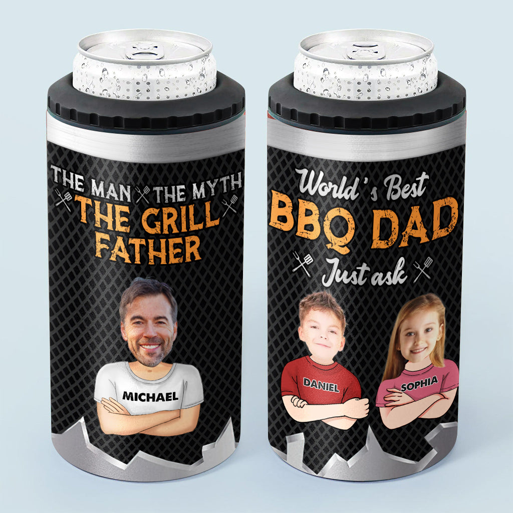 The Man The Myth The Grill Father - Personalized Father Can Cooler