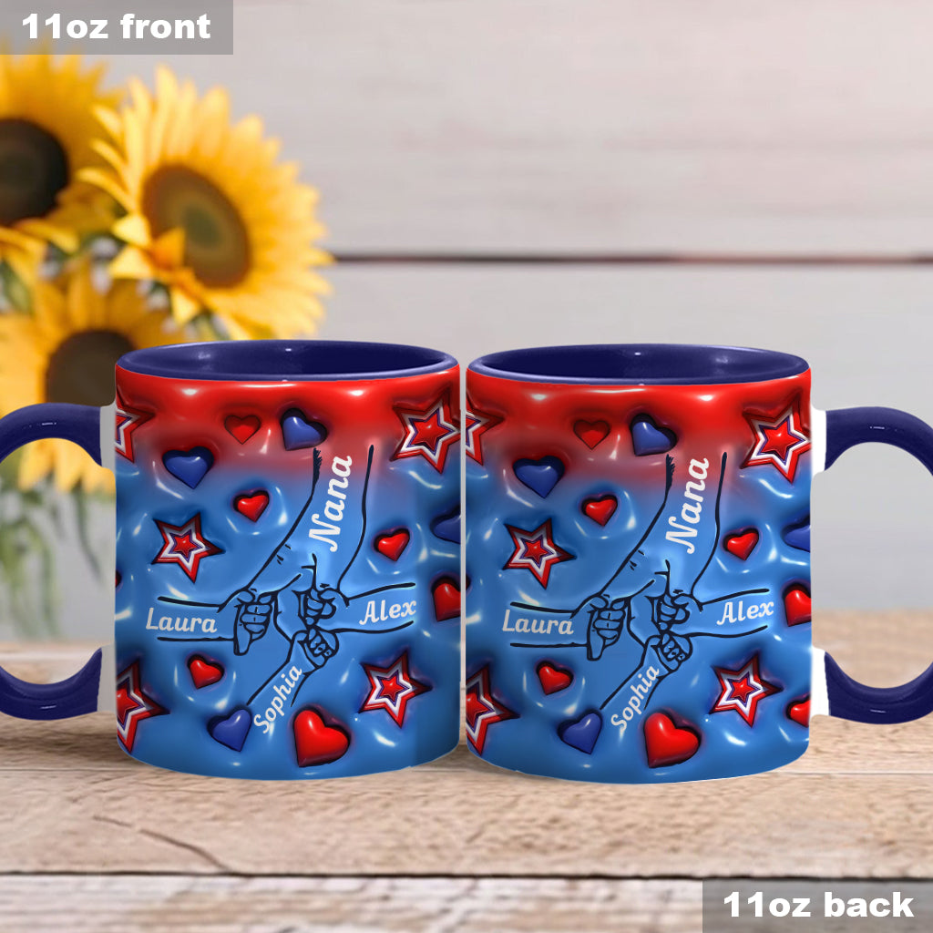 Nana & Grandkids Holding Hands - Personalized Grandma Accent Mug