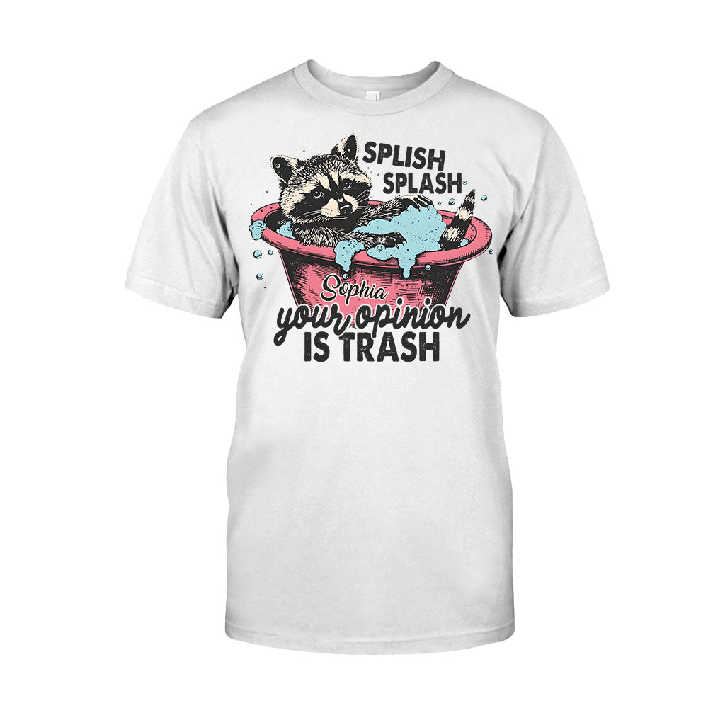Splash Splash Deine Meinung ist Müll - Personalisiertes Waschbär-T-Shirt und Hoodie