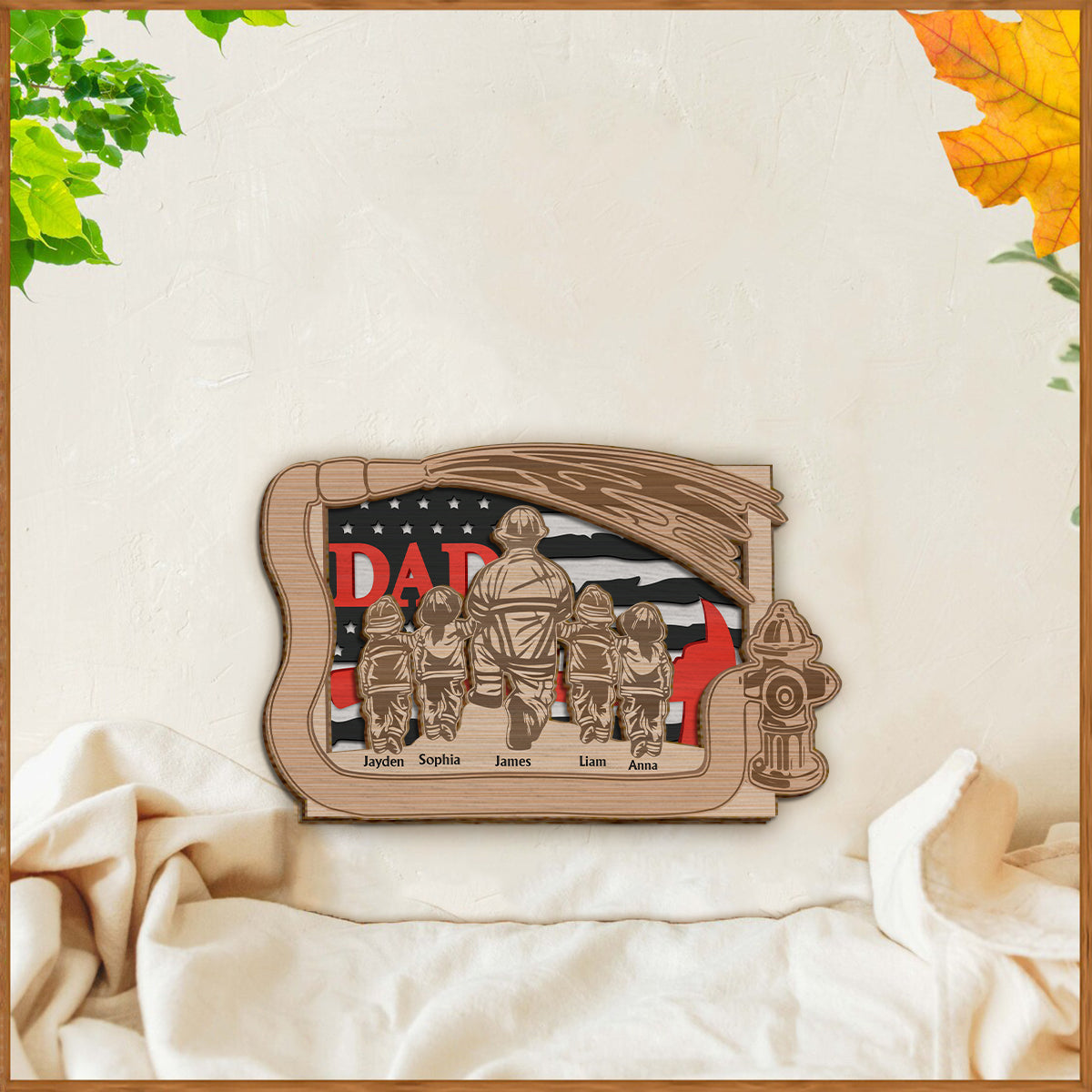 Daddy's Team - Personalized Father 2 Layered Wood Sign / Wood Plaque