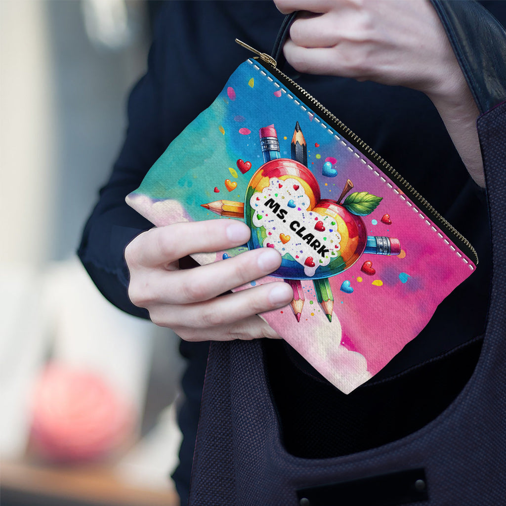 Trousse de survie pour enseignants - Cœur coloré - Pochette personnalisée pour enseignants