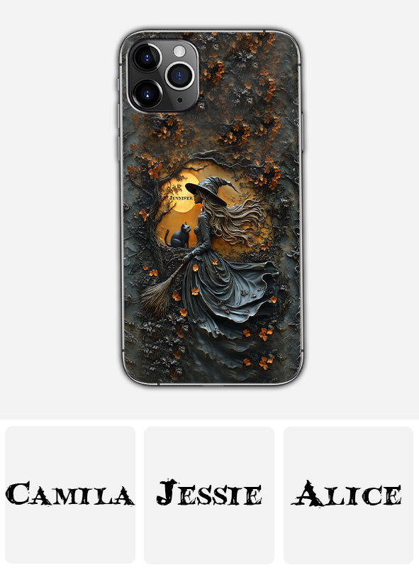 Beautiful Witch & Her Black Cat - Personalized Witch Phone Case