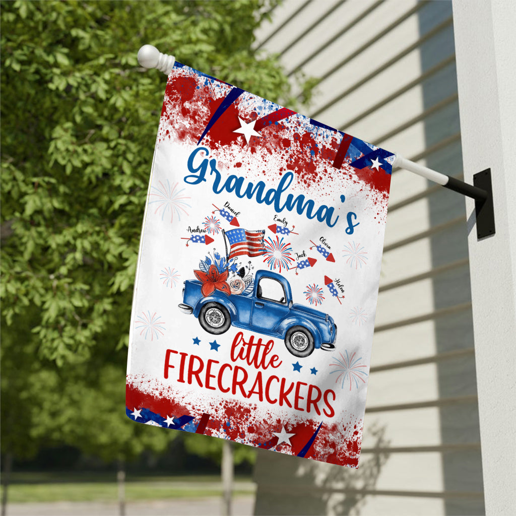 Nana's Little Firecracker - Personalized Grandma Garden Flag